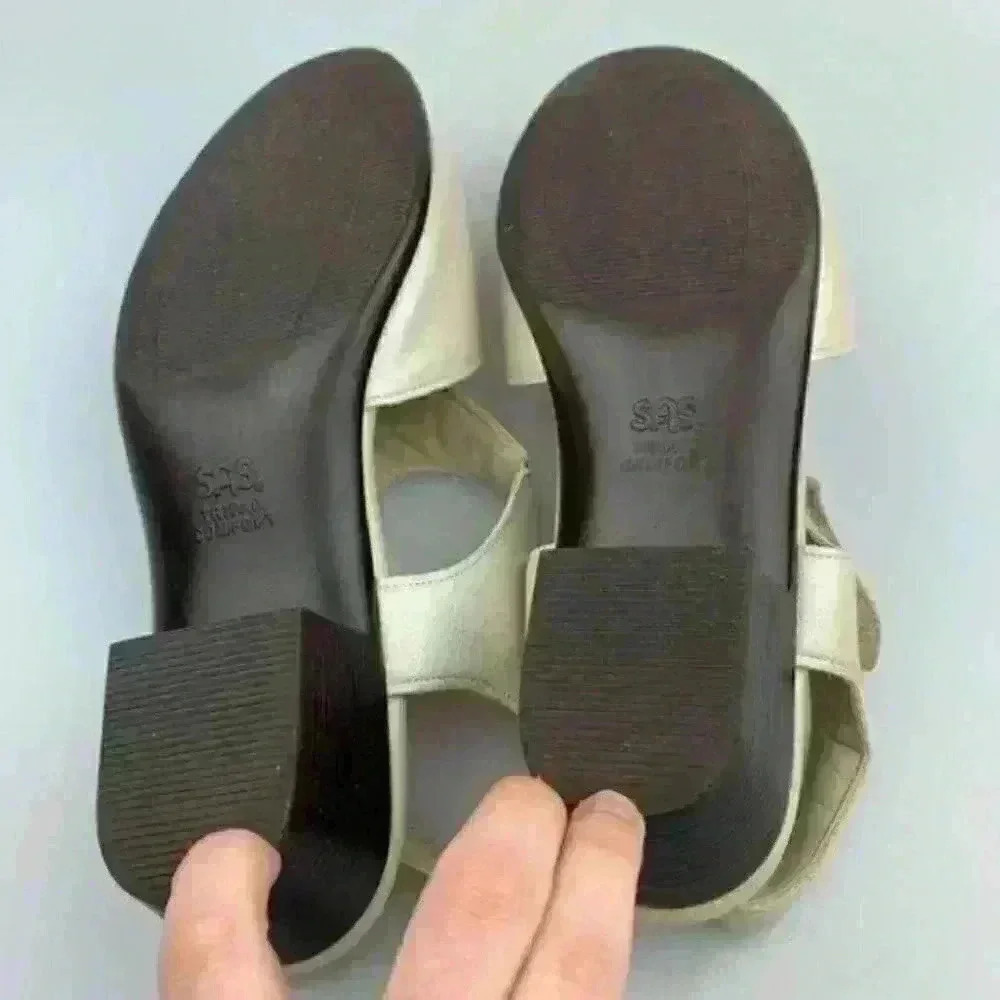SaS sandals 8.5 W cream leather tripad comfort - Picture 5 of 8